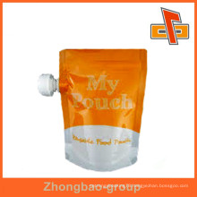 manufacturer high quality packaging material stand up pouch with corner spout for liquid/beverage packaging